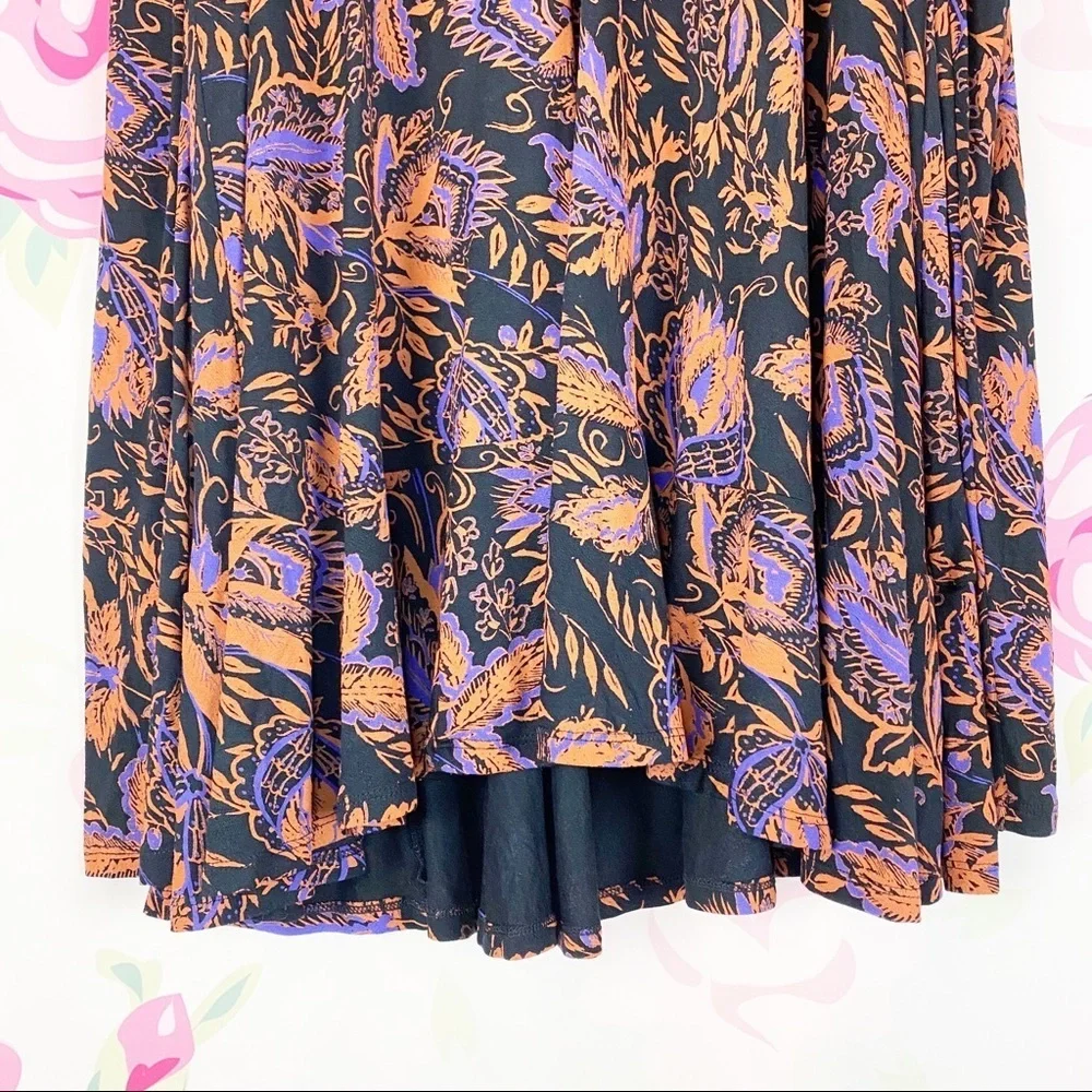 NEW Free People Floral Hello Lover Ruched Tunic V Neck Top S